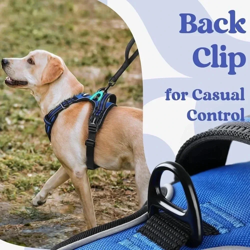 Rabbitgoo Blue Dog Harness for Medium Dogs Pet Walking